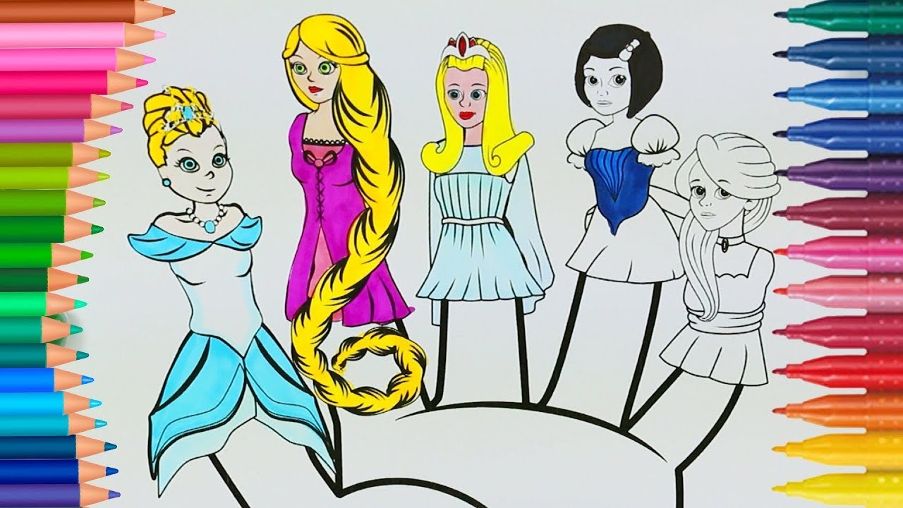 Aprende los Colores con Familia de Princesas Dedo ????  Canciones para Ninos | Dibujos para Colorear