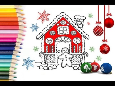 Coloring Pages Gingerbread House in Christmas|Coloreando casa de Jengibre en Navidad