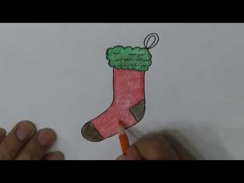 Como aprender a dibujar paso a paso  Dibujar la media de Navidad de dibujos animados