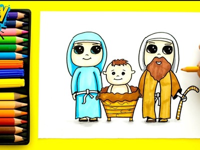 Cómo Dibujar al NIÑO JESÚS MARIA JOSE NAVIDAD CUTE- Dibujos Faciles - Easy Art