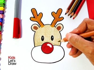 Cómo dibujar al RENO de Navidad (paso a paso) fácil | How to Draw Rudolph the Red Nosed Reindeer
