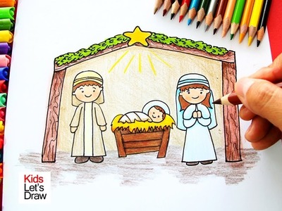 Cómo dibujar el Nacimiento de Jesús (Navidad) | How to draw the Birth of Jesus