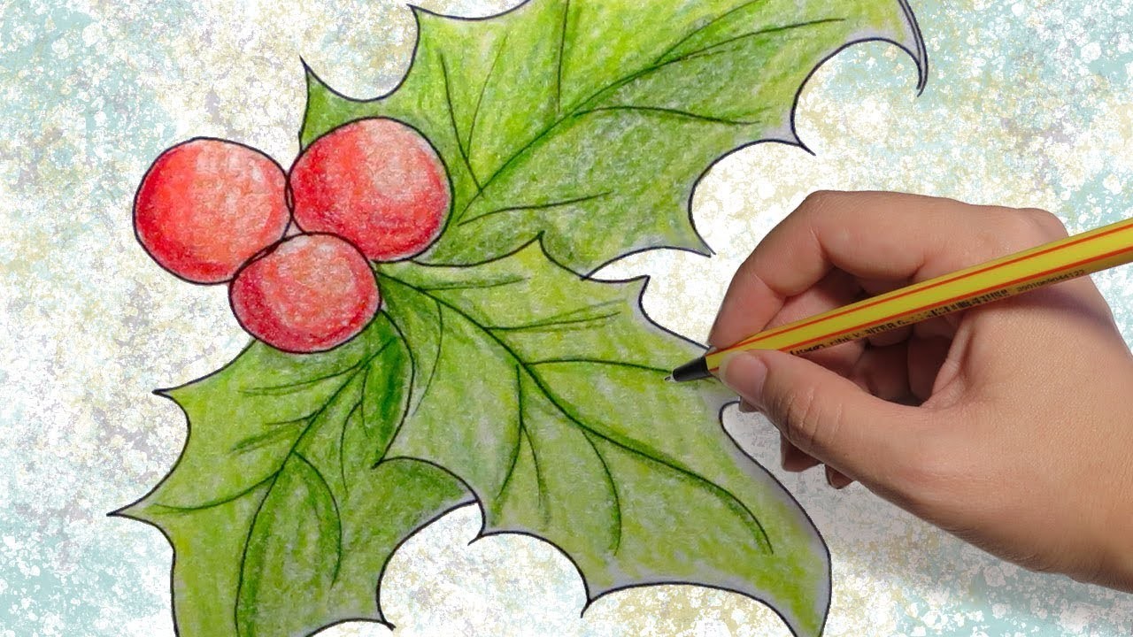 COMO DIBUJAR HOJAS DE ARBOLES DE NAVIDAD: Dibujos de Navidad paso a paso facil para niños