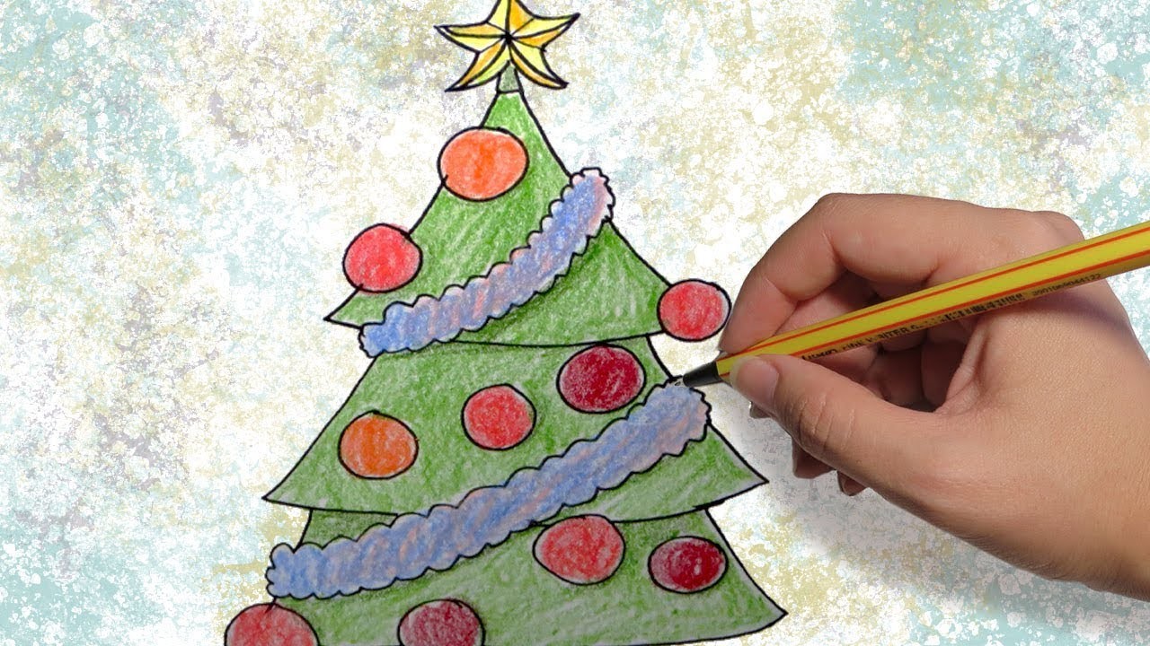 COMO DIBUJAR UN ARBOLITO DE NAVIDAD: dibujos de Navidad para niños facil