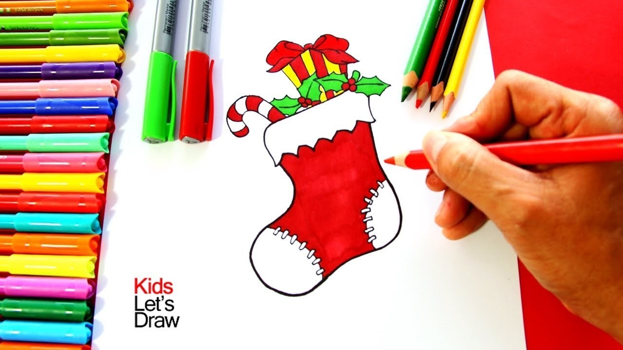 Cómo dibujar un Calcetín de Navidad | How to draw a Christmas Sock