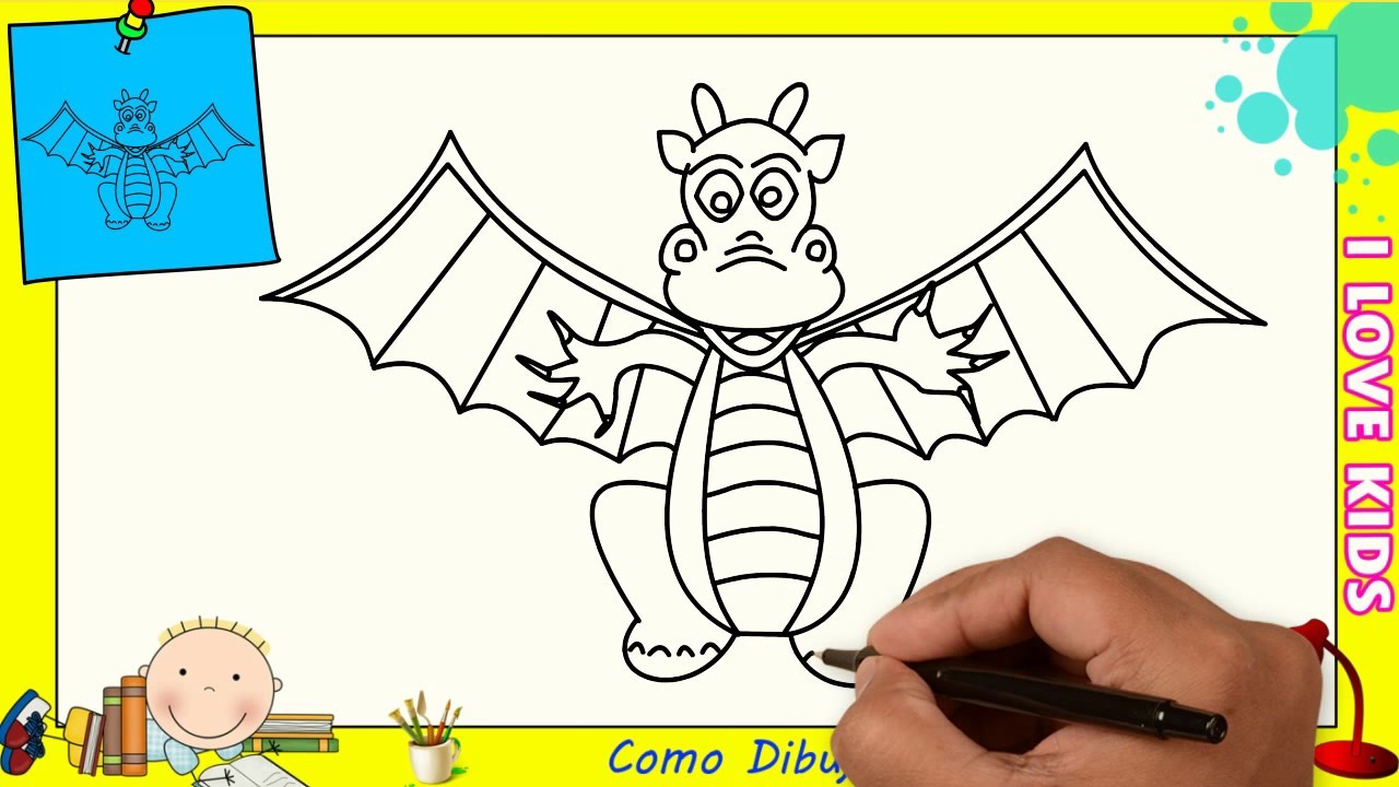 Como dibujar un dragon FACIL paso a paso para niños y principiantes 2
