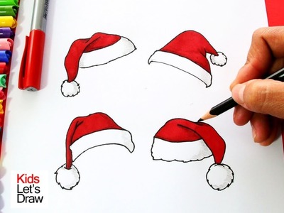 Cómo dibujar un GORRO de Navidad (4 Modelos de Sombrero!) | How to draw a Christmas Hat