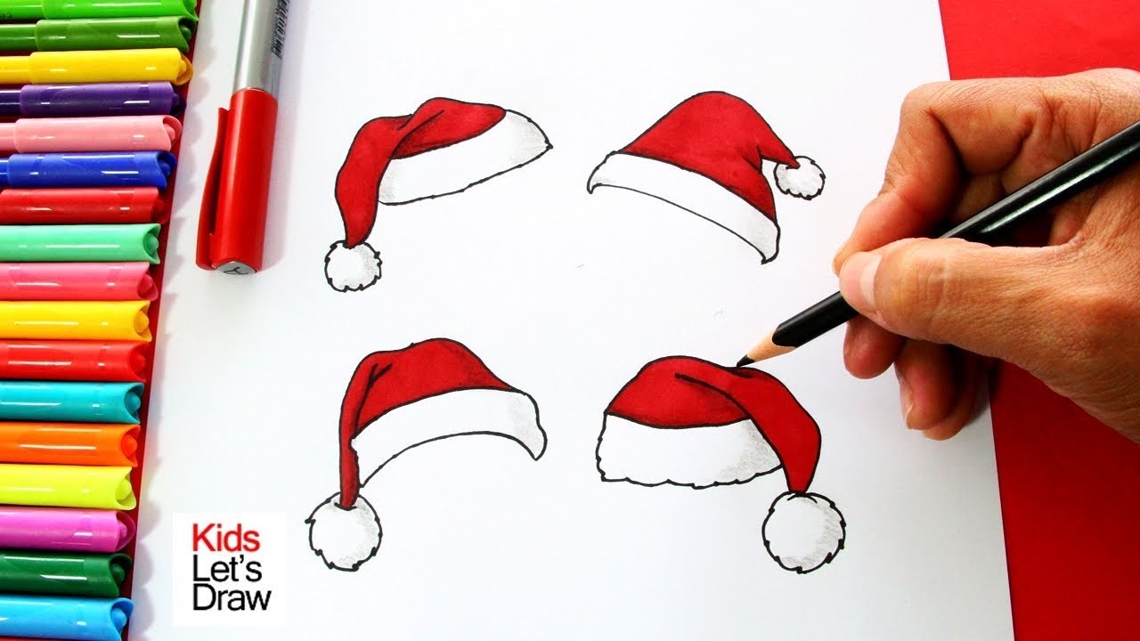 Cómo dibujar un GORRO de Navidad (4 Modelos de Sombrero!) | How to draw a Christmas Hat