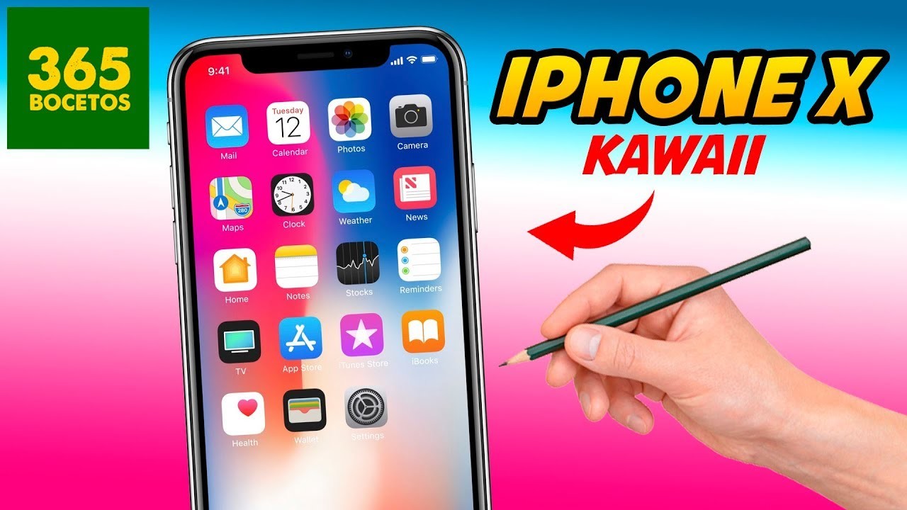 COMO DIBUJAR UN IPHONE X AL ESTILO KAWAII - Dibujos Kawaii faciles