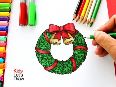 Cómo dibujar una CORONA de Navidad (paso a paso) | How to draw a Christmas Wreath!