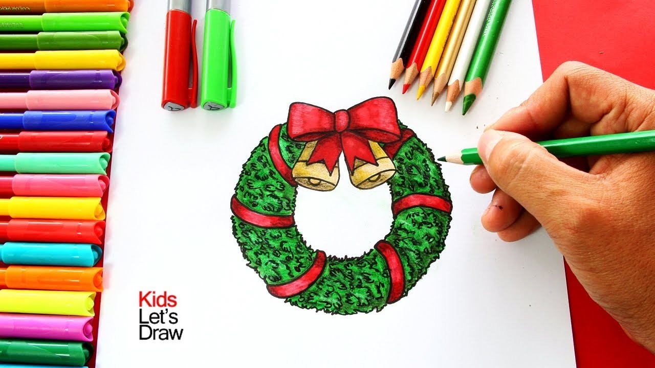Cómo dibujar una CORONA de Navidad (paso a paso) | How to draw a Christmas Wreath!