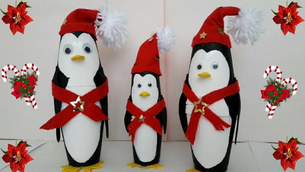 Cómo hacer pingüinos navideños. con materiales económicos DIY.adornos navideños