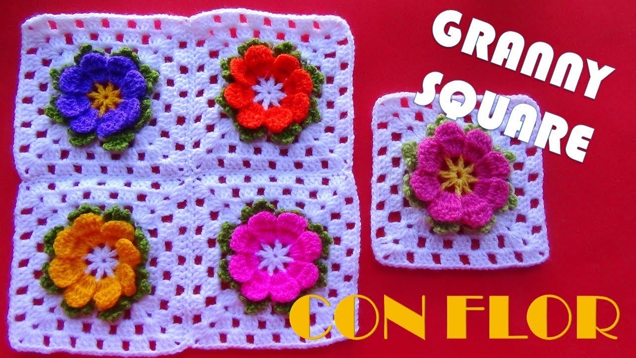 Como tejer Flor a Crochet, Como convertir una Flor en Granny Square, Como unir cuadrados a crochet