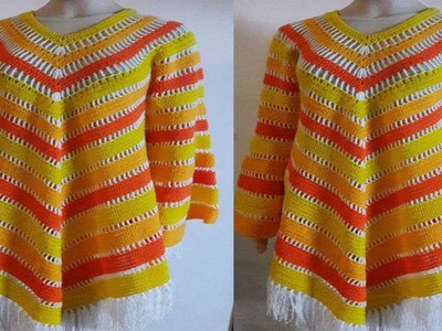 COMO TEJER PONCHO - TEJIDO A CROCHET - PASO A PASO