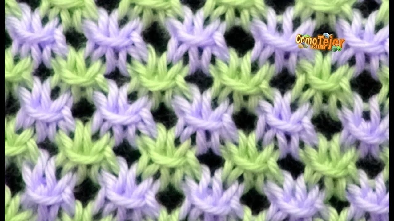 Cómo Tejer PUNTO CALADO en COLORES - Knit Stitch  Colors - 2 agujas (466)