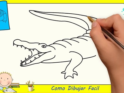 Dibujos de cocodrilos FACILES paso a paso para niños - Como dibujar un cocodrilo 3