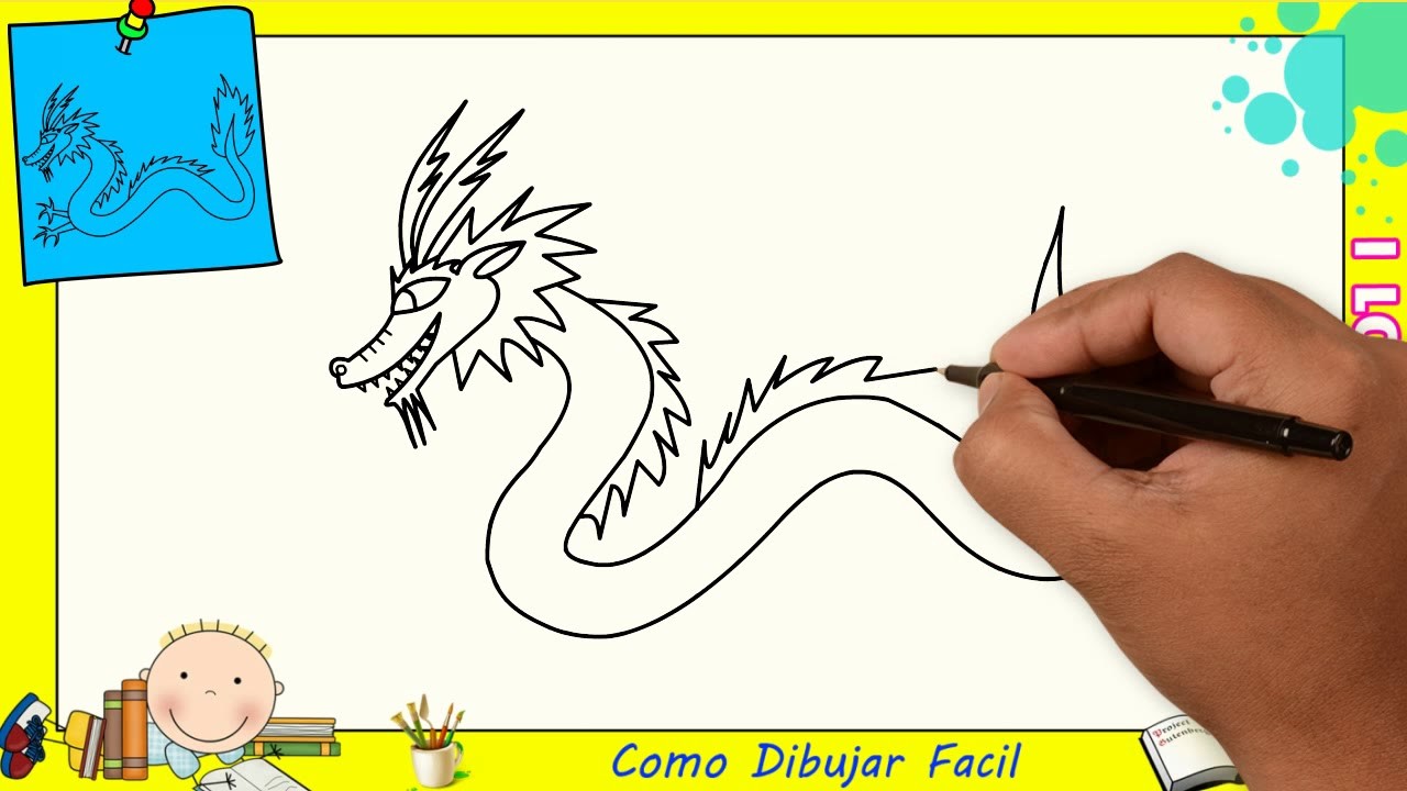Dibujos de dragones FACILES paso a paso para niños - Como dibujar un dragon 1