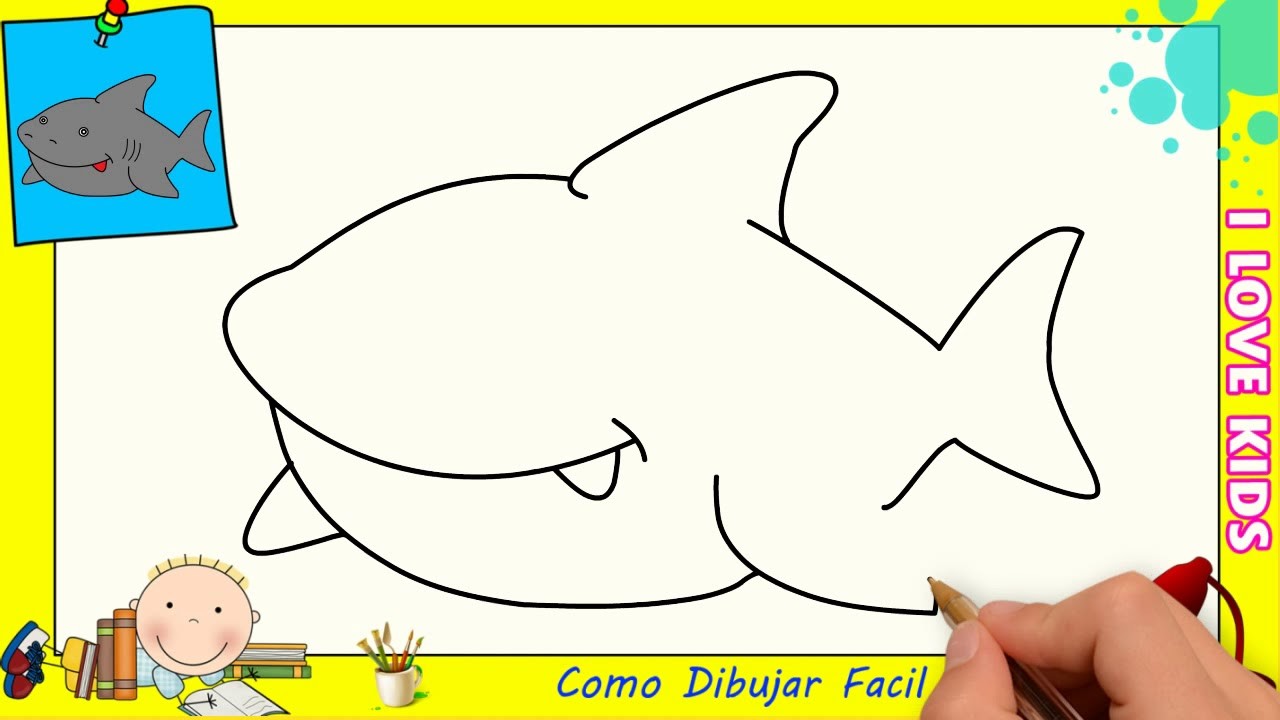 Dibujos de tiburones FACILES paso a paso para niños - Como dibujar un tiburon 2
