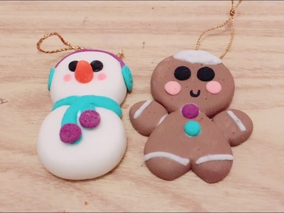 DIY: Adornos navidad porcelana fría. muñeco de nieve.galleta jengibre