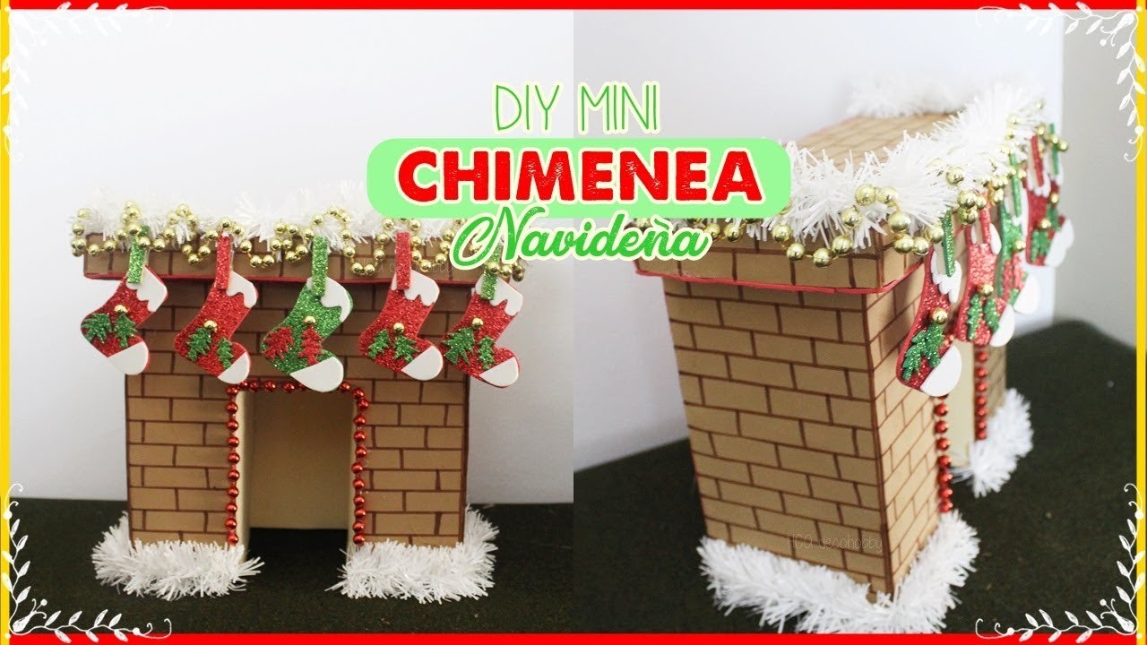 DIY MINI chimenea navideña. hecha con carton. Fireplace