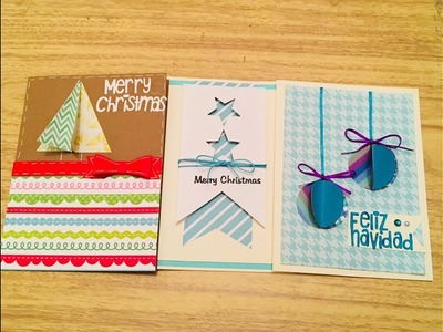 DIY: Tres tarjetas de navidad.card making. christmas day. navidad