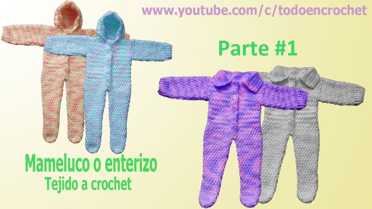 Mameluco tejido para bebe a crochet  - punto lluvia parte #1. para bebes de 3 a 9 meses de edad