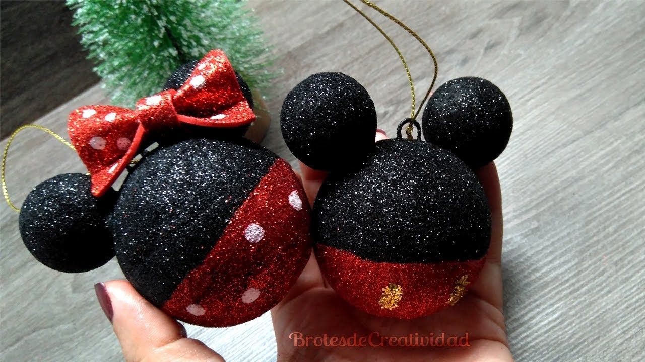 Adornos. Esferas de Mickey y Minnie Mouse * Navidad * ????- Brotes de Creatividad