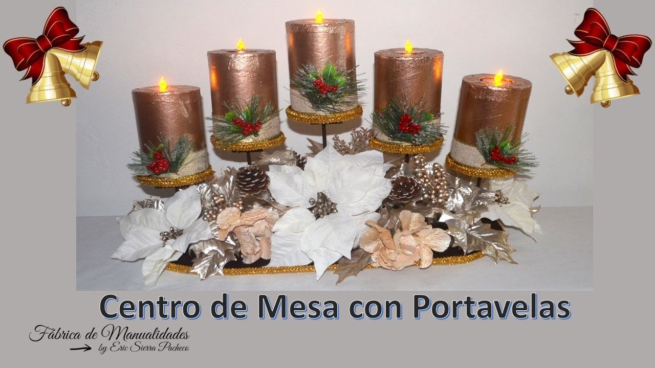 Centro de Mesa con Portavelas. Centerpiece with candle holder.