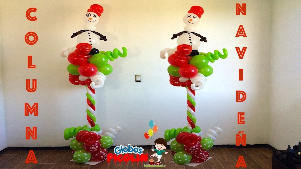 Columna para navidad con globos - ideas para decorar con globos #85