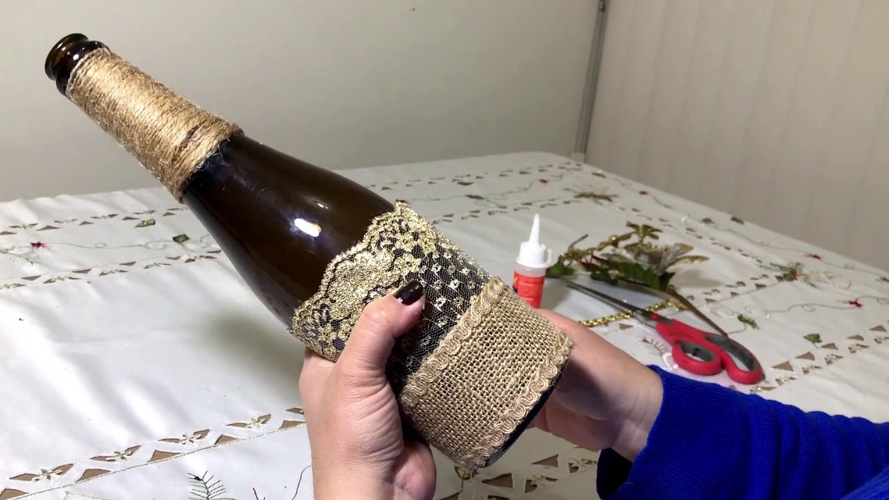 Como decorar una botella para Navidad