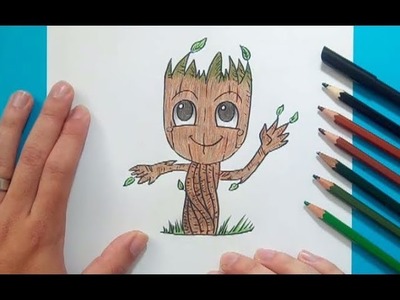 Como dibujar a Groot paso a paso - Los guardianes de la galaxia | How to draw Groot