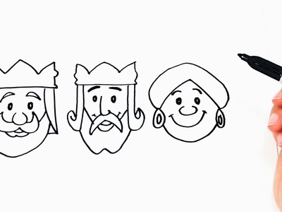 Cómo dibujar a Los Reyes Magos paso a paso