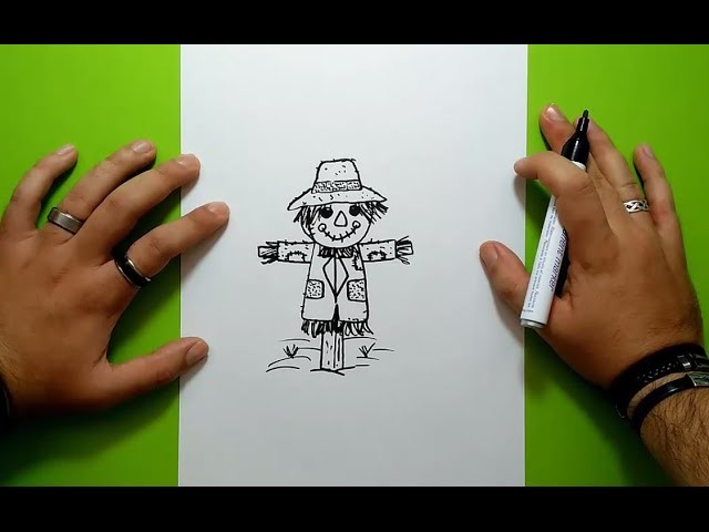 Como dibujar un espantapajaros paso a paso 2 | How to draw a scarecrow 2