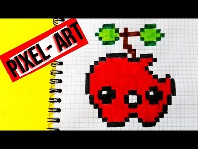 How to draw an Apple- Como dibujar una manzana Kawaii. PIXEL-ART