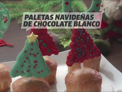 Paletas navideñas de chocolate blanco