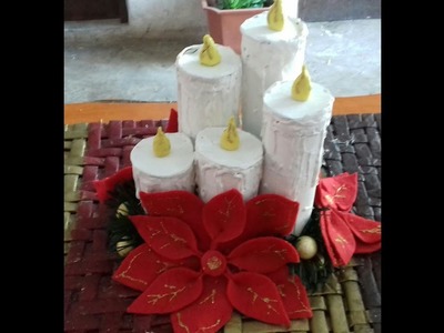 Velas navideñas hechas con tubos de cartón super fácil. Christmas candles made with cardboard tubes