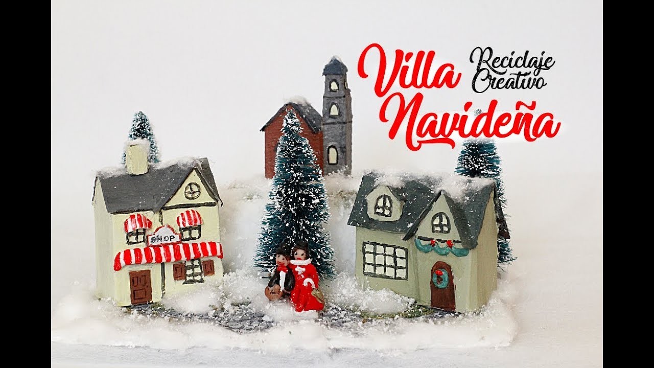 VILLA CASITA NAVIDEÑA -  Decoracion navidad - Reciclaje creativo - colaboracion BeagleArts y Dreen