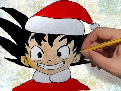 COMO DIBUJAR A GOKU COMO PAPA NOEL: Dibujos de navidad para niños paso a paso