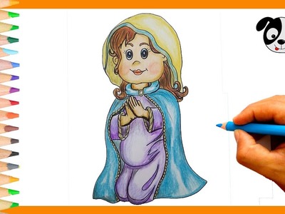 Cómo dibujar a María- NAVIDAD-Dibujos para niños-How to draw Virgin Christmas-Art color kids