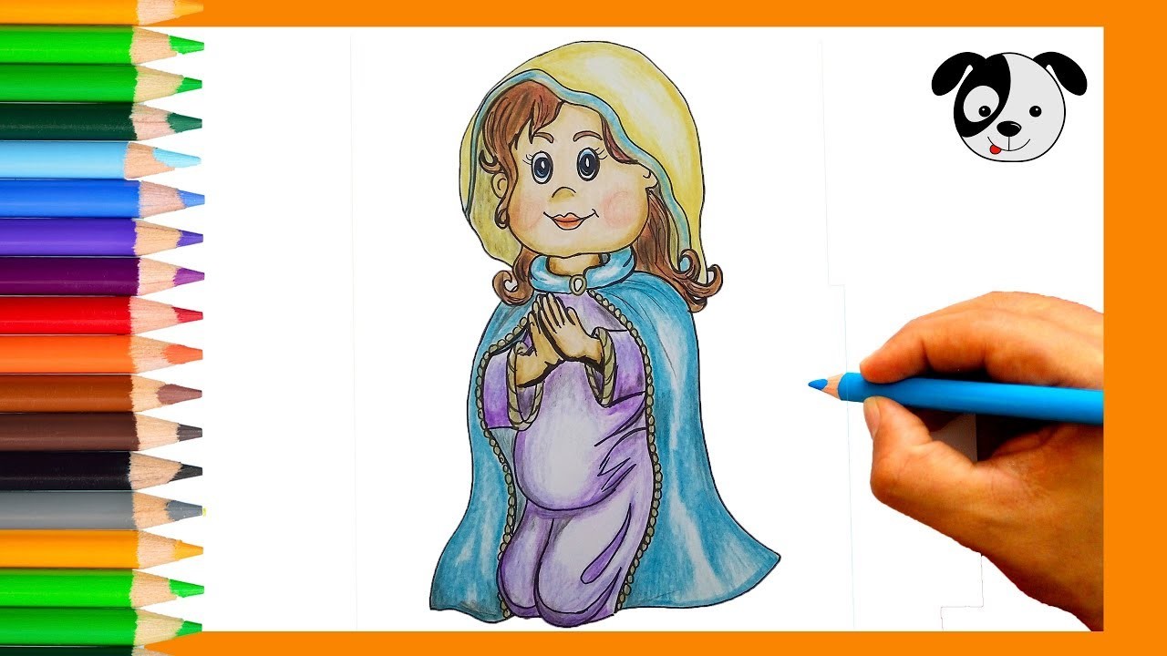 Cómo dibujar a María- NAVIDAD-Dibujos para niños-How to draw Virgin Christmas-Art color kids