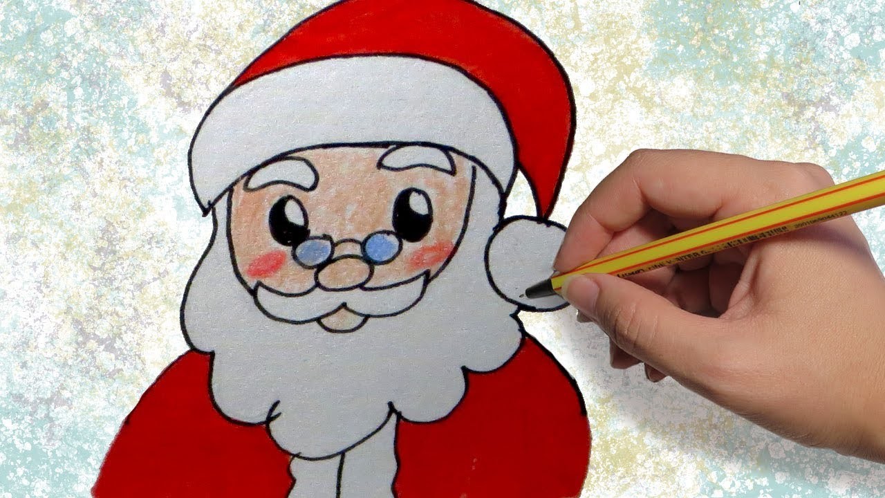 COMO DIBUJAR A PAPA NOEL KAWAII: Dibujos de Navidad para niños facil paso a paso