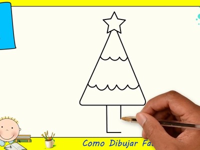 Como dibujar un arbol de navidad FACIL paso a paso para niños y principiantes 1