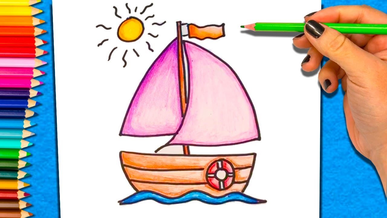 Cómo Dibujar y Colorear un Barco | Dibujos Para Niños | Aprender a colorear