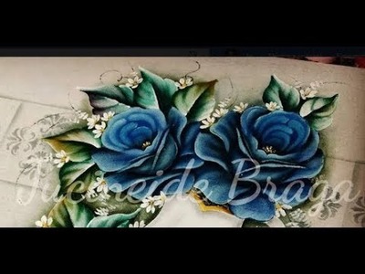 COMO PINTAR ROSAS AZUL - pintando rosas en el tejido