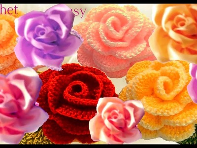 Como tejer a Crochet  flores rosas fácil y rápido