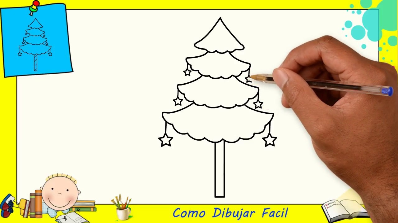 Dibujos de arbol de navidad FACILES - Como dibujar un arbol de navidad FACIL 2