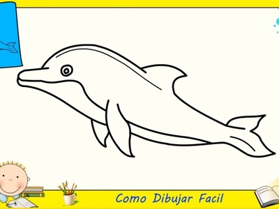 Dibujos de delfines FACILES paso a paso para niños - Como dibujar un delfin 1