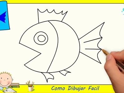 Dibujos de peces FACILES paso a paso para niños - Como dibujar un pez FACIL 1