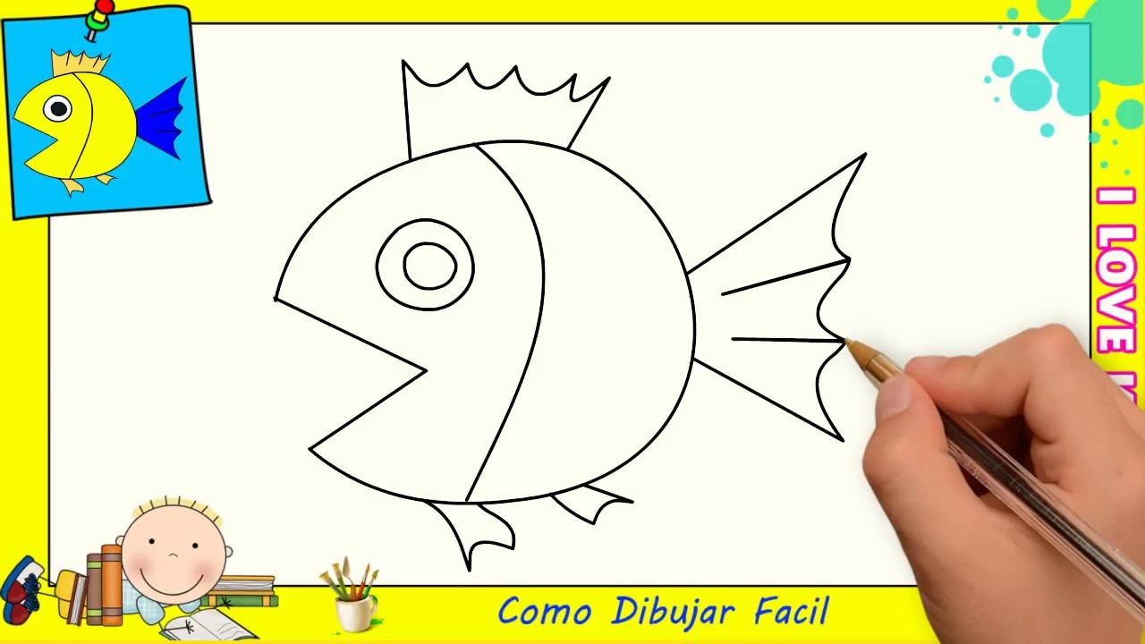 Dibujos de peces FACILES paso a paso para niños - Como dibujar un pez FACIL 1