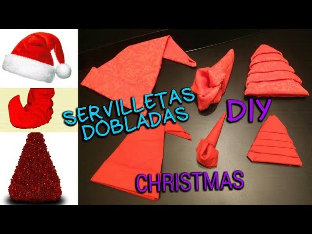 DIY CHRISTMAS. SERVILLETAS DOBLADAS DE SÍMBOLOS DE NAVIDAD. BODAS. azulymalva